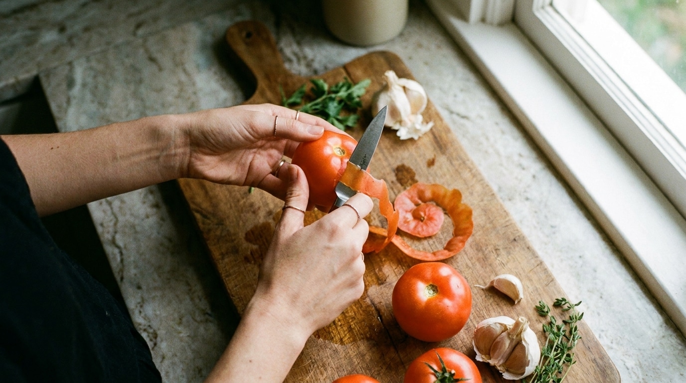 Je pelais mes tomates à l’économe depuis vingt ans : le jour où j’ai essayé ce geste de trente secondes, tout a changé