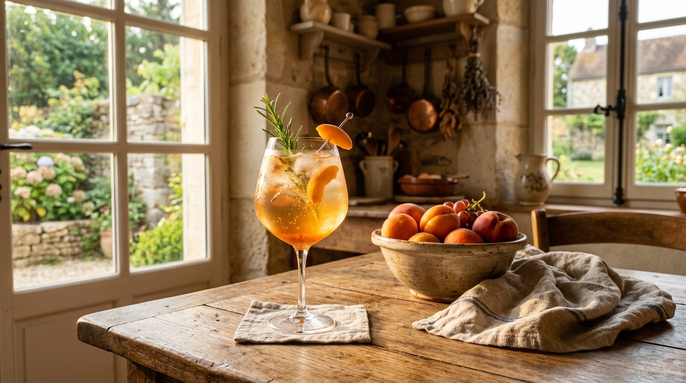 Un jour, un cocktail : Spritz abricot-romarin, prolongez vos vacances d&rsquo;été avec cette recette