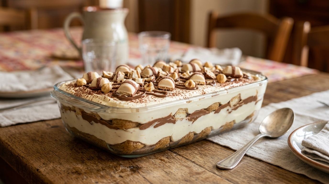 « Aucune cuisson, juste une nuit au frais » : ce tiramisu au Kinder Bueno est devenu mon joker des repas de famille