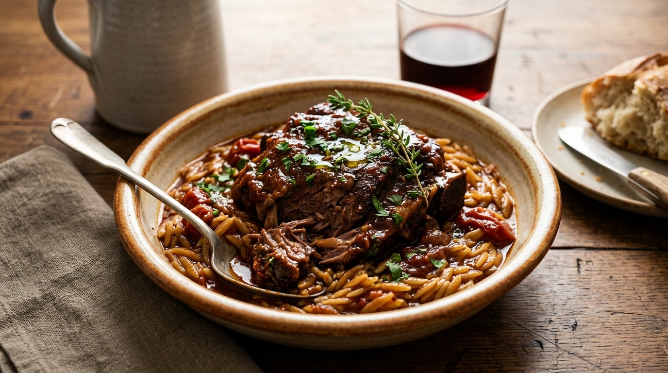Fini les dimanches où je surveille mon gigot au four : ce plat grec mijote tout seul et fond à la cuillère