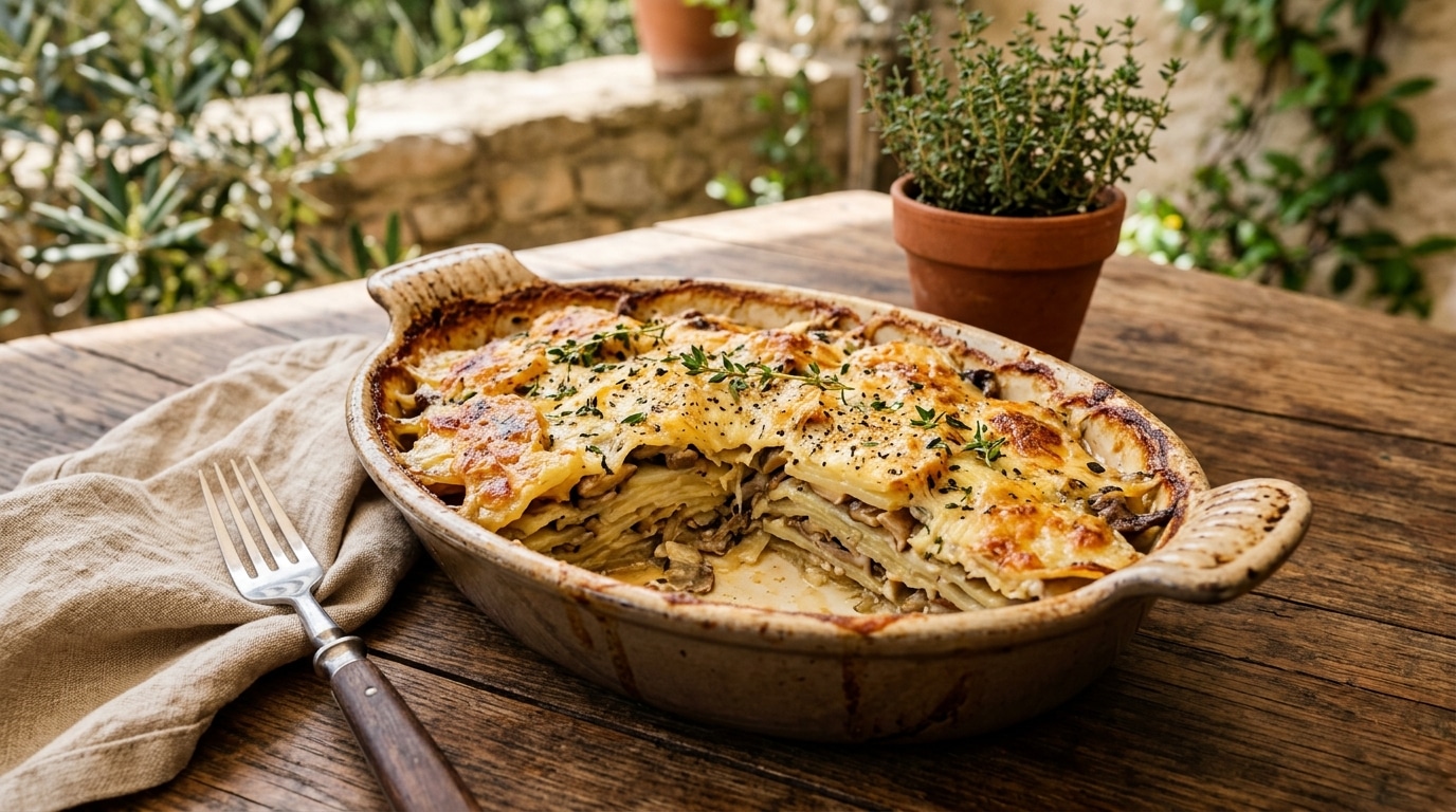 J’ai glissé des champignons entre mes pommes de terre juste pour changer du gratin : mes invités ont cru que je l’avais commandé