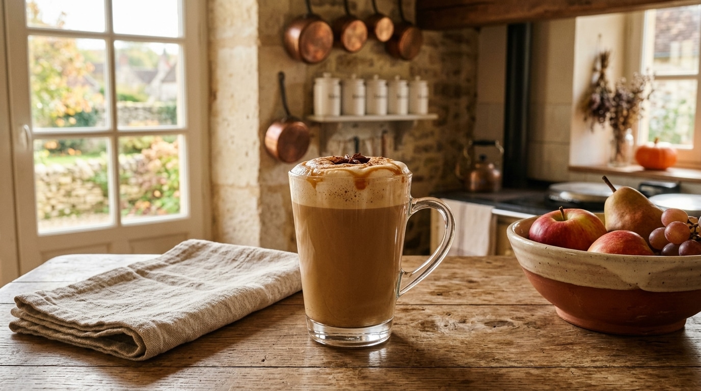 Un jour, un cocktail : Chai latte au caramel sans alcool, une tasse réconfortante pour les soirées fraîches d&rsquo;octobre au parfum qu&rsquo;on n&rsquo;identifie pas tout de suite